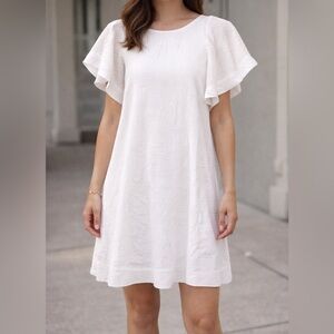 J. Crew White Mini Dress with Flutter Sleeves